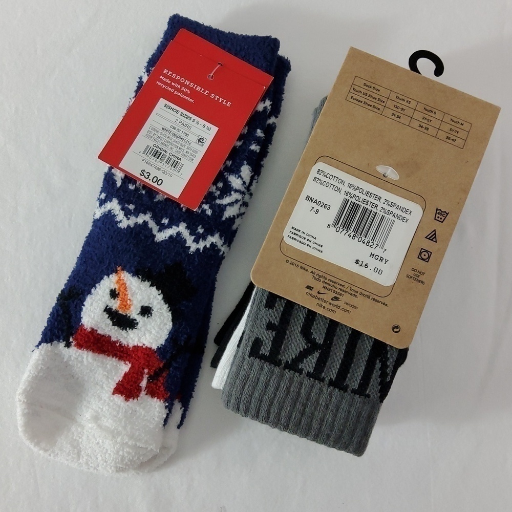 Nike & Crew Kids Size 7-9 & Wondershop Slipper Socks Shoe Size 51/2-81/2 NWT - Picture 2 of 4